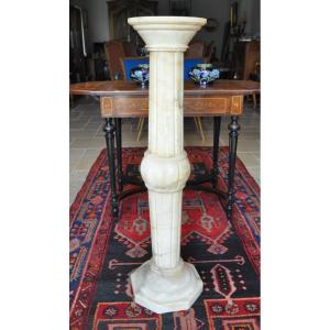 Large Alabaster Column From The Art Deco Period Circa 1930 Saddle Pedestal