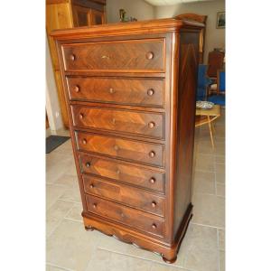 Small Weekly Planner In Rosewood From The Napoleon III Period 19th Commode 7 Drawers Antique Furniture