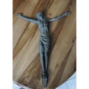 Large Bronze Christ Signed M Thomas 65cm Crucifix Antique Religious Art Object Circa 1930