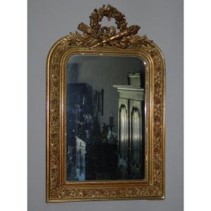 Small 19th Century Gilded Mirror In Wood And Gilded Stucco In The Napoleon III Style.