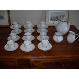Service à café en porcelaine de Limoges signé Bérnardaud modèle Verlaine complet parfait état 
