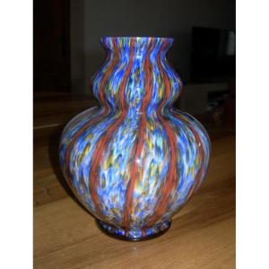 Vase double gourde en verre soufflé de Murano attribué à Fratelli Toso année 50 - 60 Venise