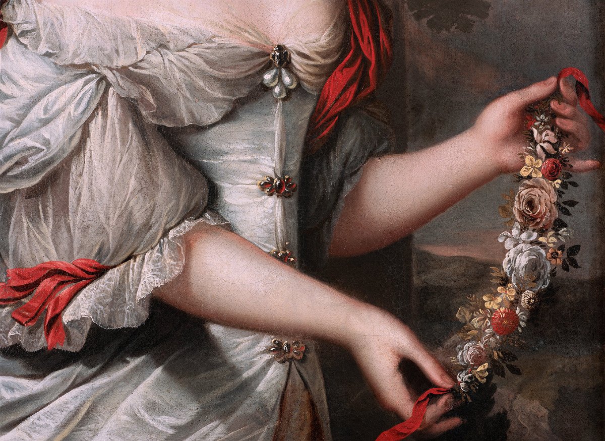 Charles Et Henri Beaubrun - Portrait d'Une Jeune Femme De La Cour Représentée En Déesse Flore-photo-4