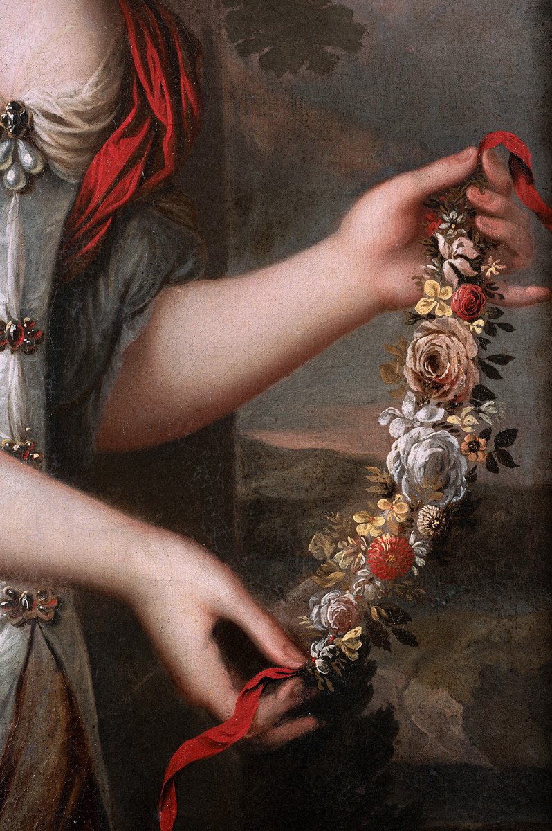 Charles Et Henri Beaubrun - Portrait d'Une Jeune Femme De La Cour Représentée En Déesse Flore-photo-2