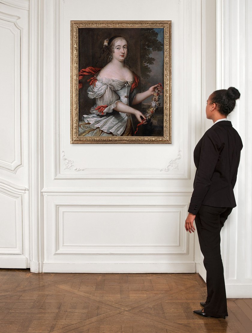 Charles Et Henri Beaubrun - Portrait d'Une Jeune Femme De La Cour Représentée En Déesse Flore-photo-4