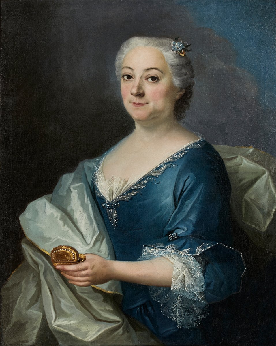 Portait d'Une Dame à La Tabatière - 18ème Siècle - Ecole De Jean-françois Delyen-photo-2