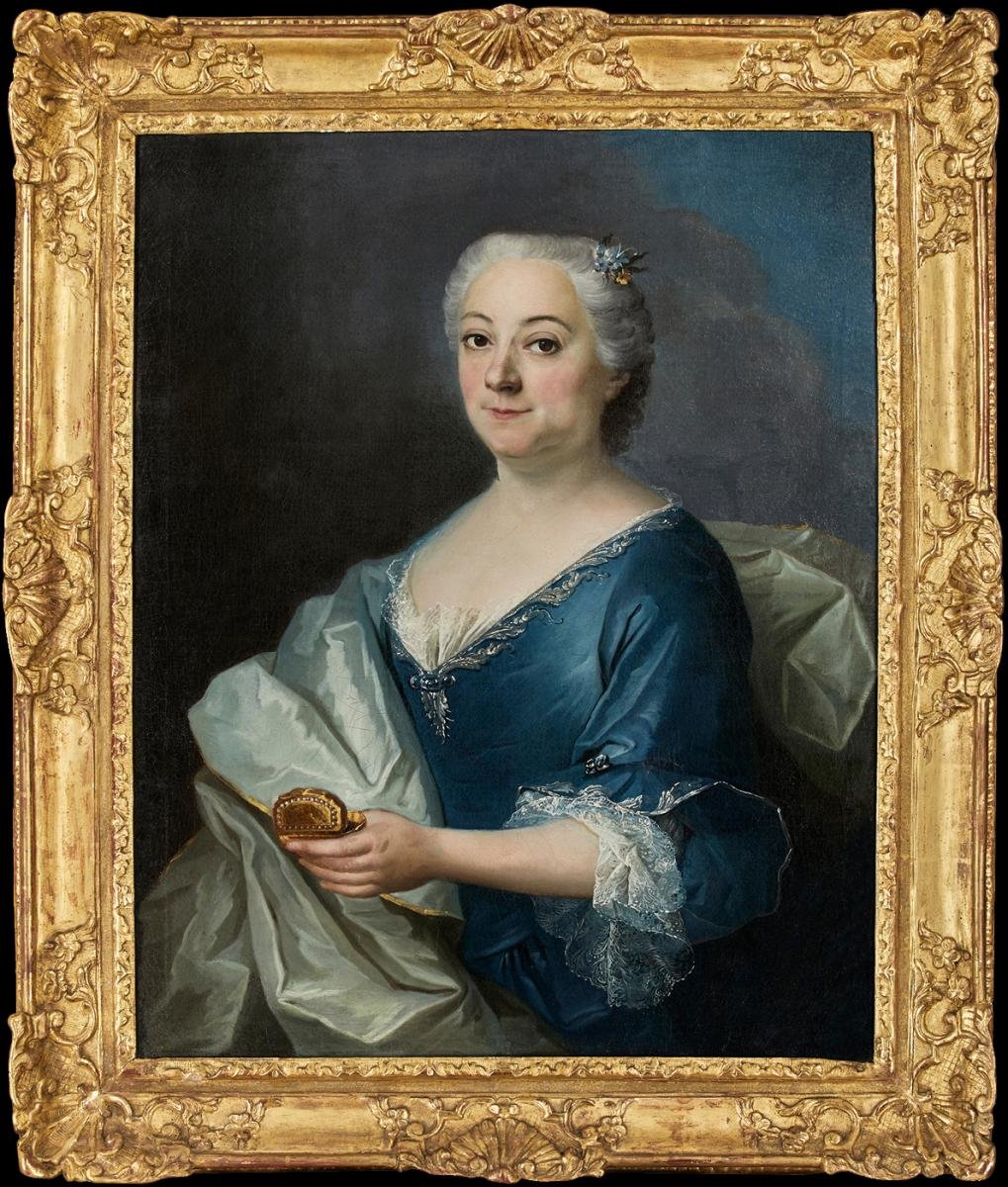 Portait d'Une Dame à La Tabatière - 18ème Siècle - Ecole De Jean-françois Delyen