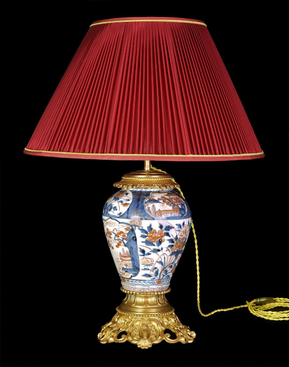 Lampe En Porcelaine à Décor Imari Et Monture En Bronze Doré, XIXème