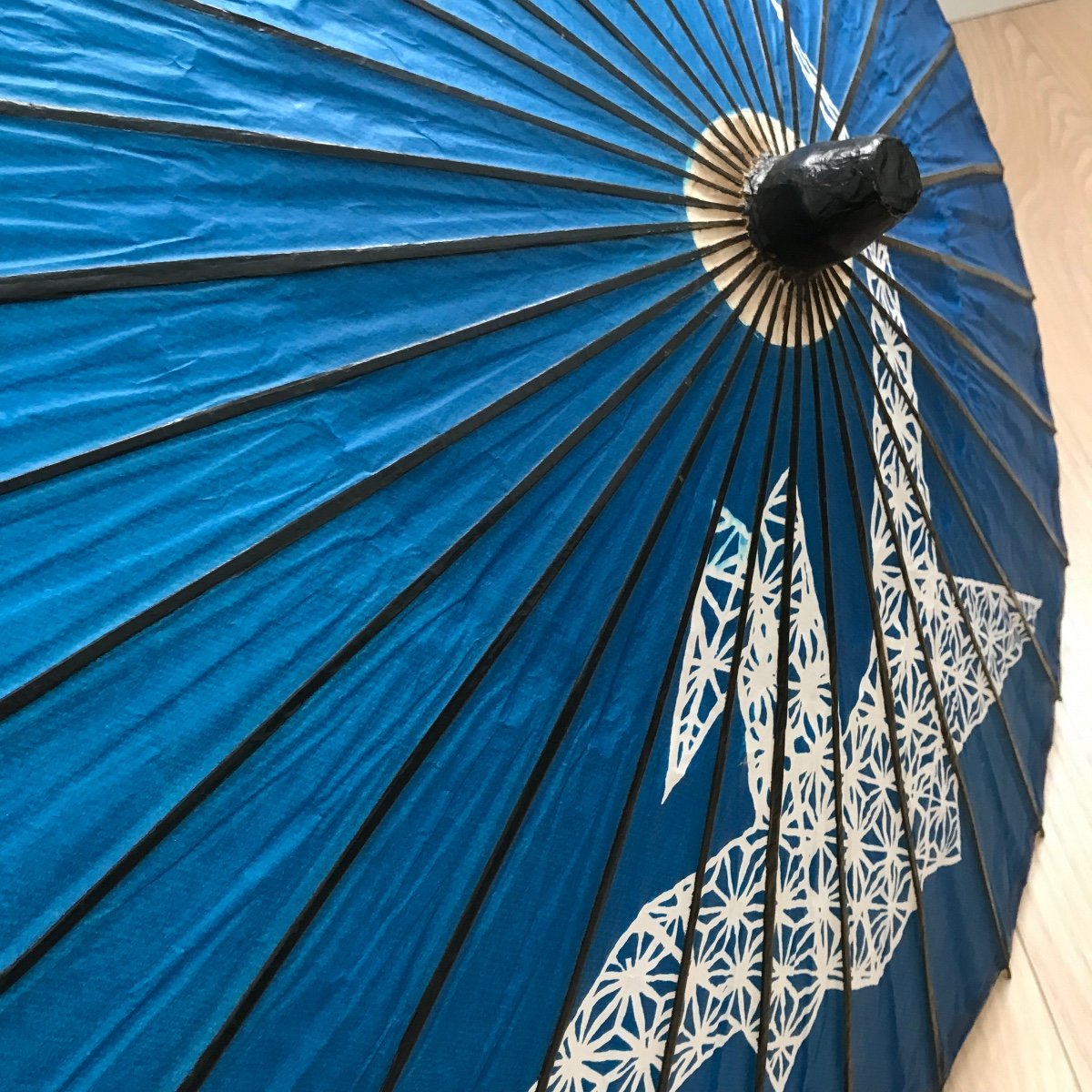 Japanese Umbrella In Blue Washi Paper And Origami - Japan-photo-1