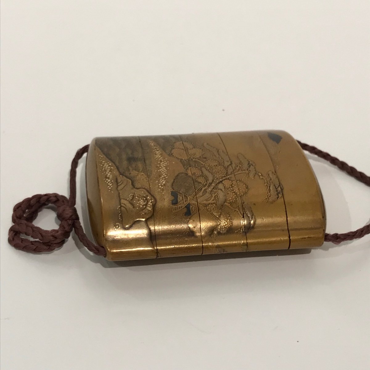 Japanese Inro Gold Lacquered Landscape - Japan Edo-photo-1