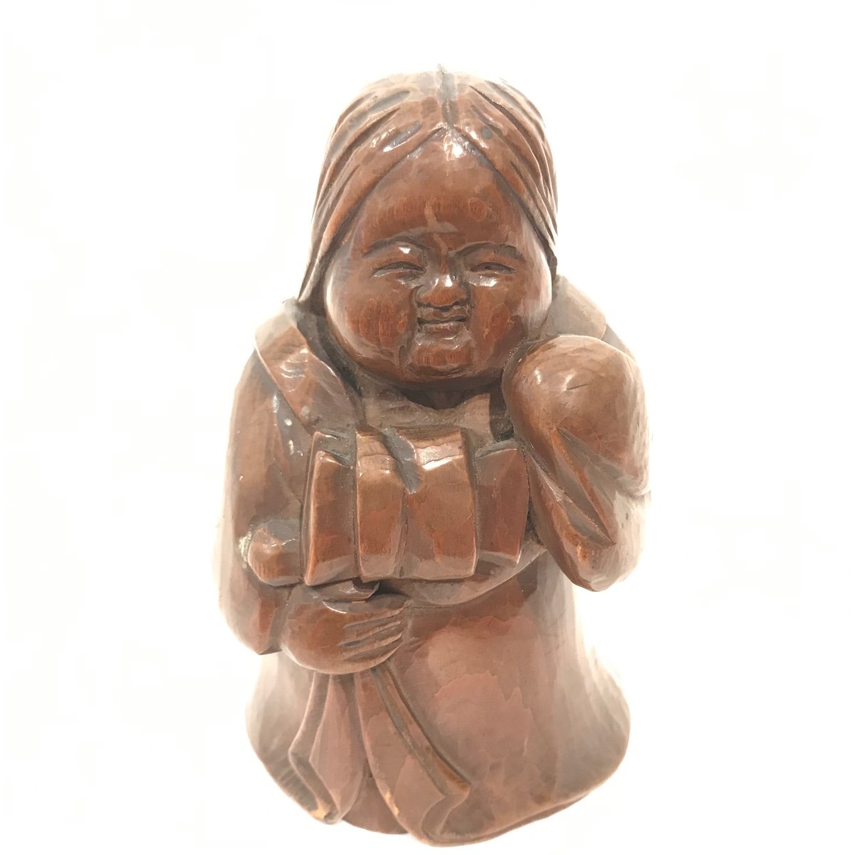 Okimono Japanese Sculpture By Okame - Japan-photo-2