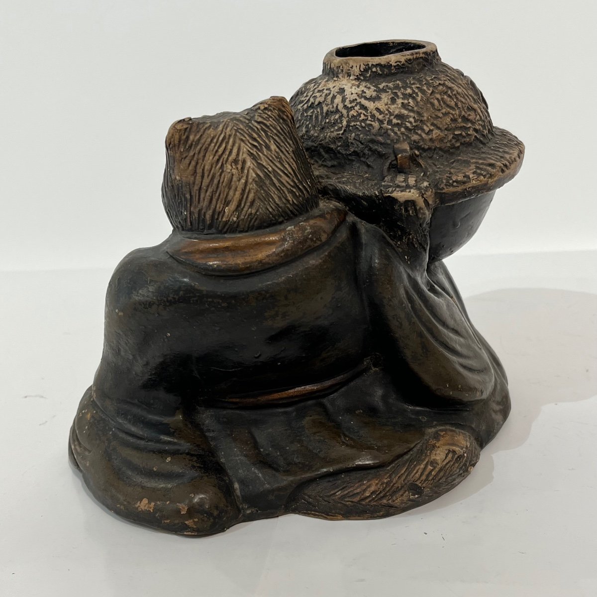 Japanese Tanuki And Chagama Ceramic Okimono - Japan-photo-4