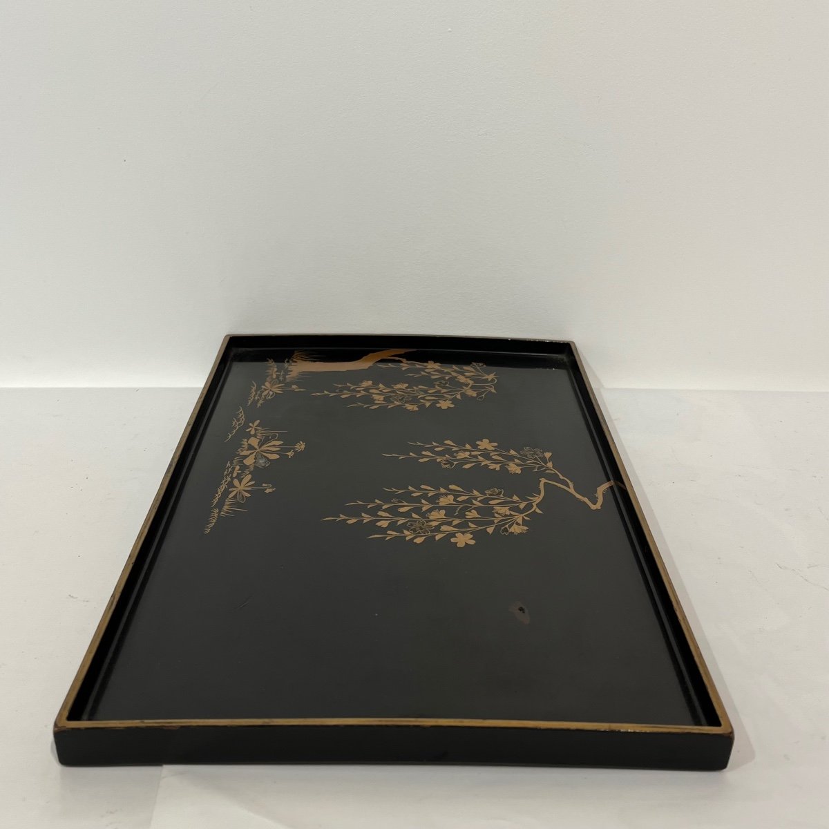 Japanese Lacquered Tray Sakura And Dandelions - Japan -photo-6