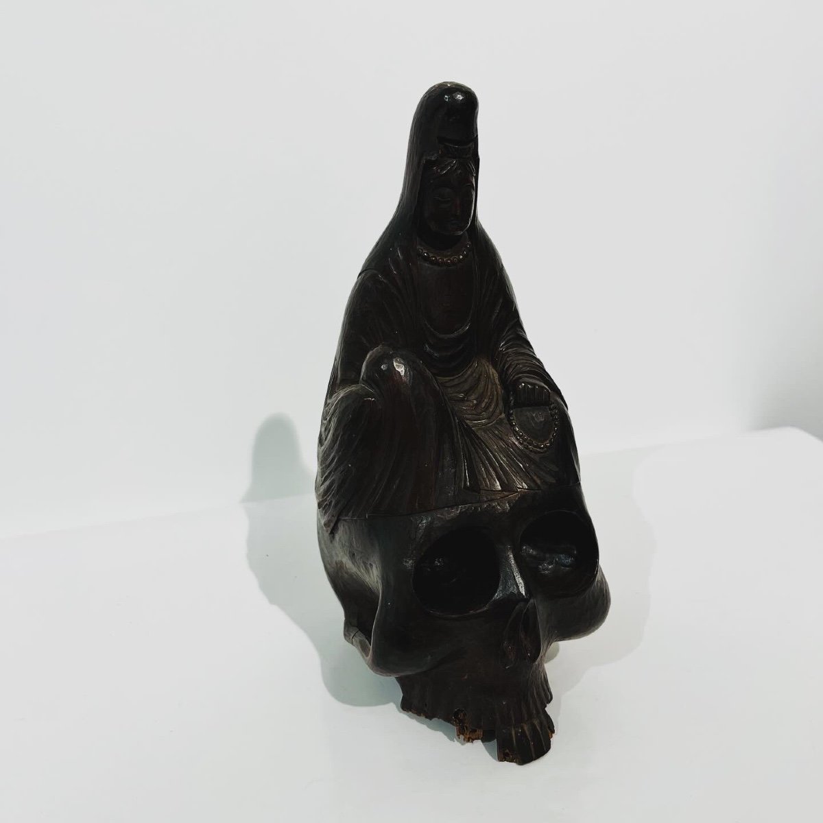 Okimono Sculpture Japonaise Kannon Et Vanité - Japon-photo-2