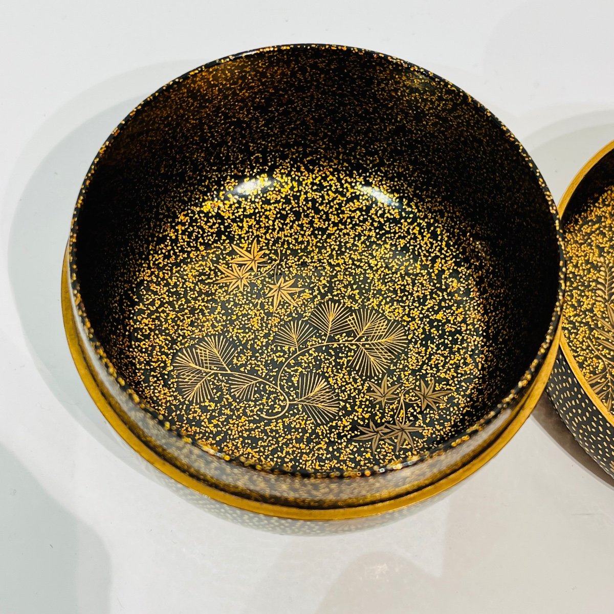 Natsume Boîte Laquée à Thé Japonais Chrysanthème Et Kirigane - Japon-photo-6