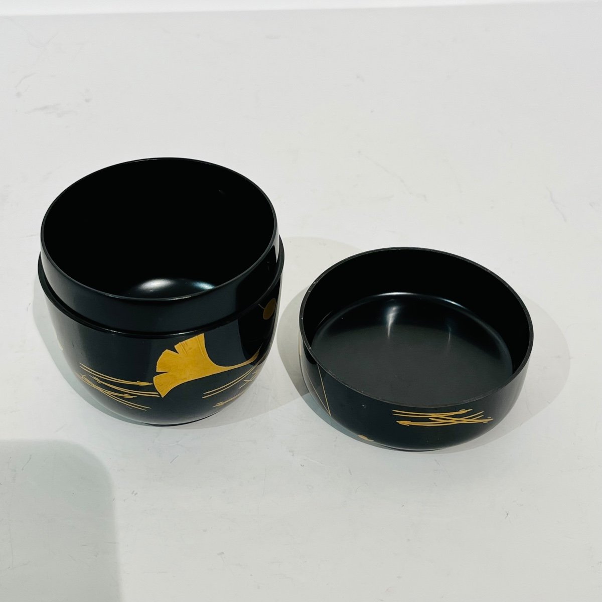 Natsume Boîte à Thé Japonaise En Laque Ginko - Japon-photo-3