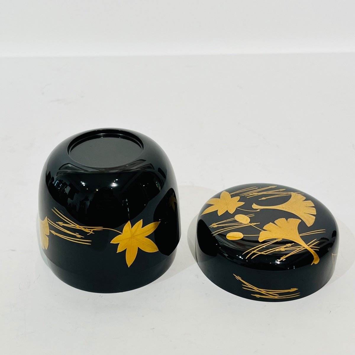 Natsume Boîte à Thé Japonaise En Laque Ginko - Japon-photo-4