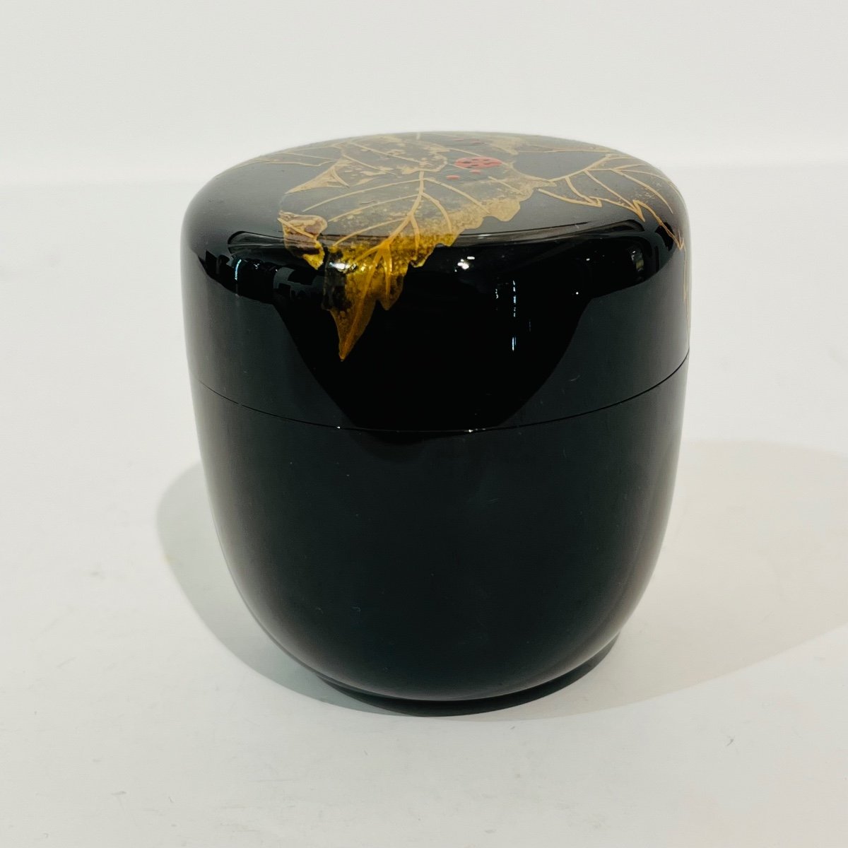 Natsume Japanese Lacquer Tea Caddy Ladybugs And Leaves - Japan-photo-3