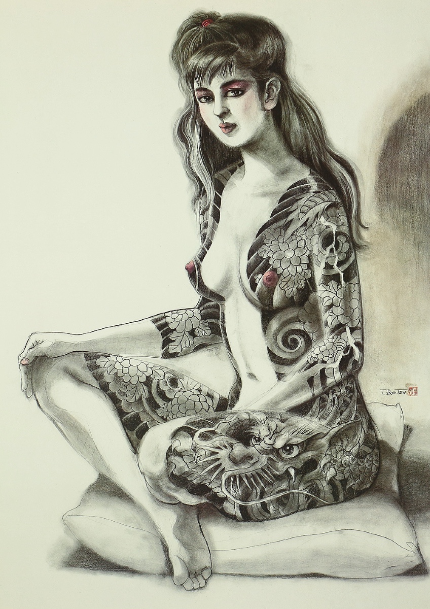Japanese Prints Of Tattooed Women By Bonten Tarô - Japan 