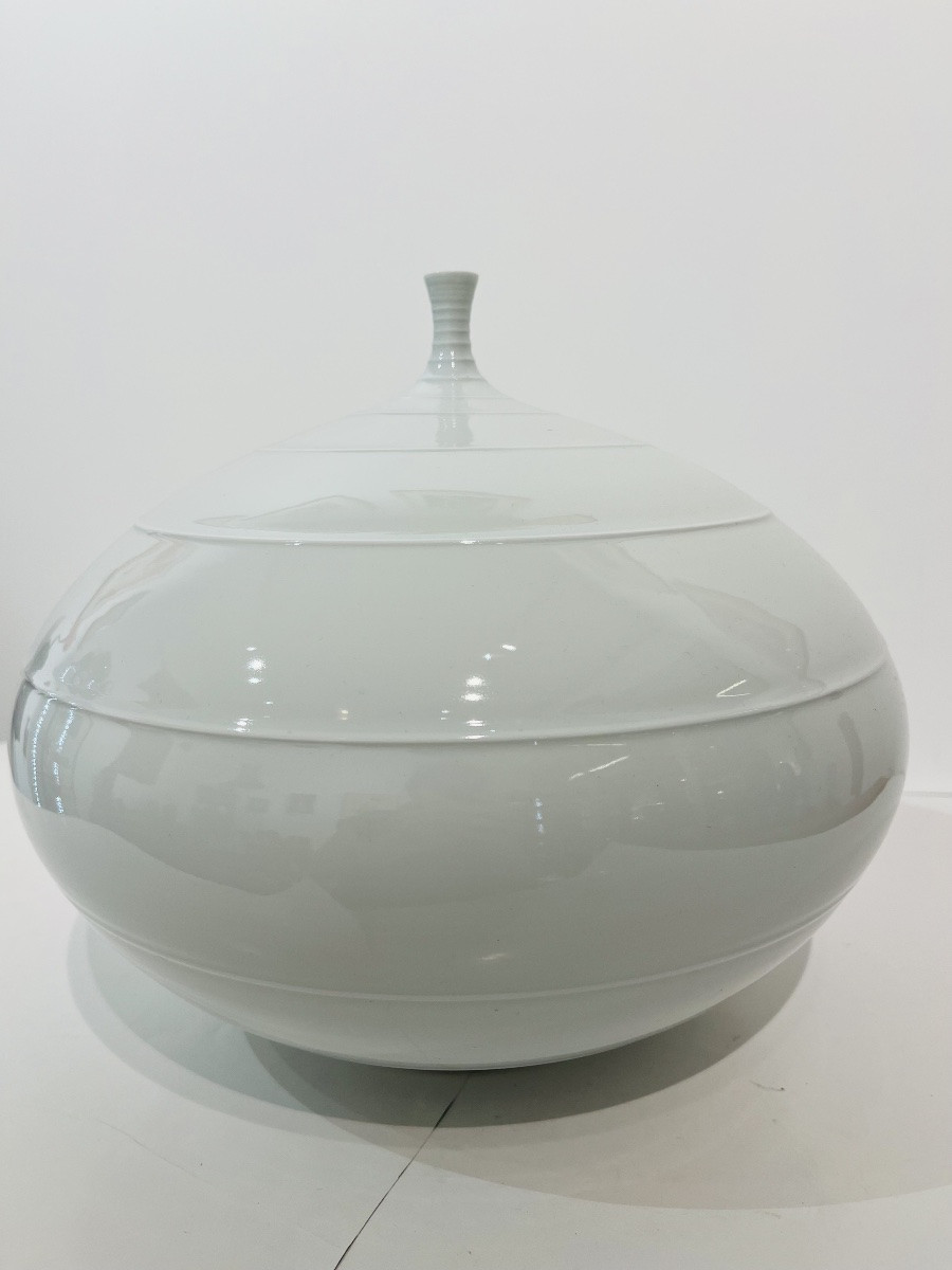 Vase céladon japonais en porcelaine de Nakao Yasuzumi - Japon-photo-4