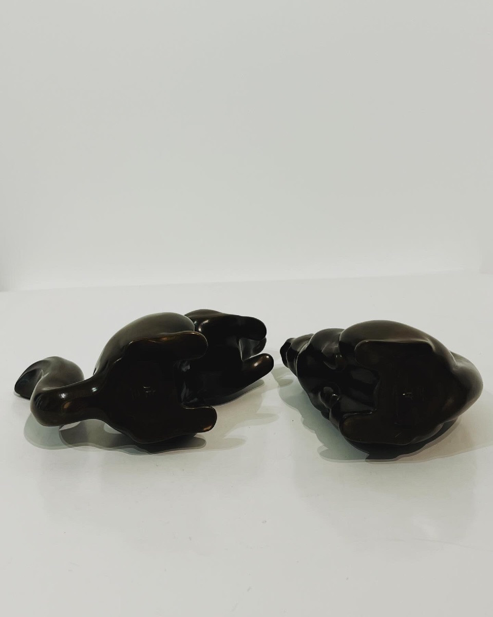 Japanese Bronze Squirrel Okimono - Japan -photo-5