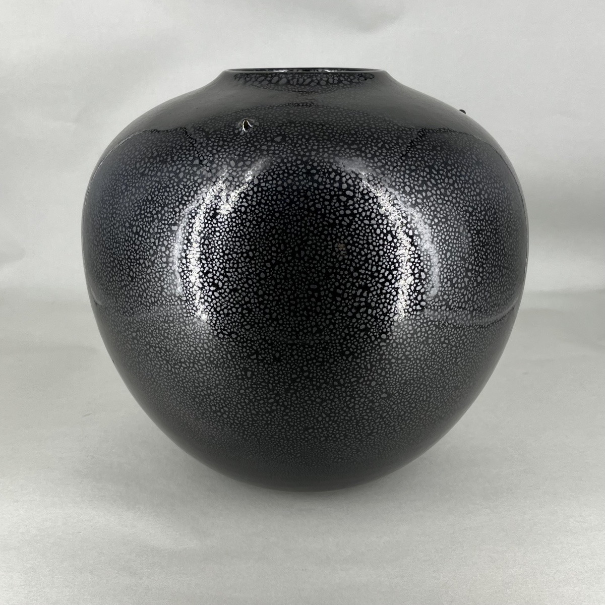 Japanese Globular Pearl Ceramic Vase - Japan -photo-1