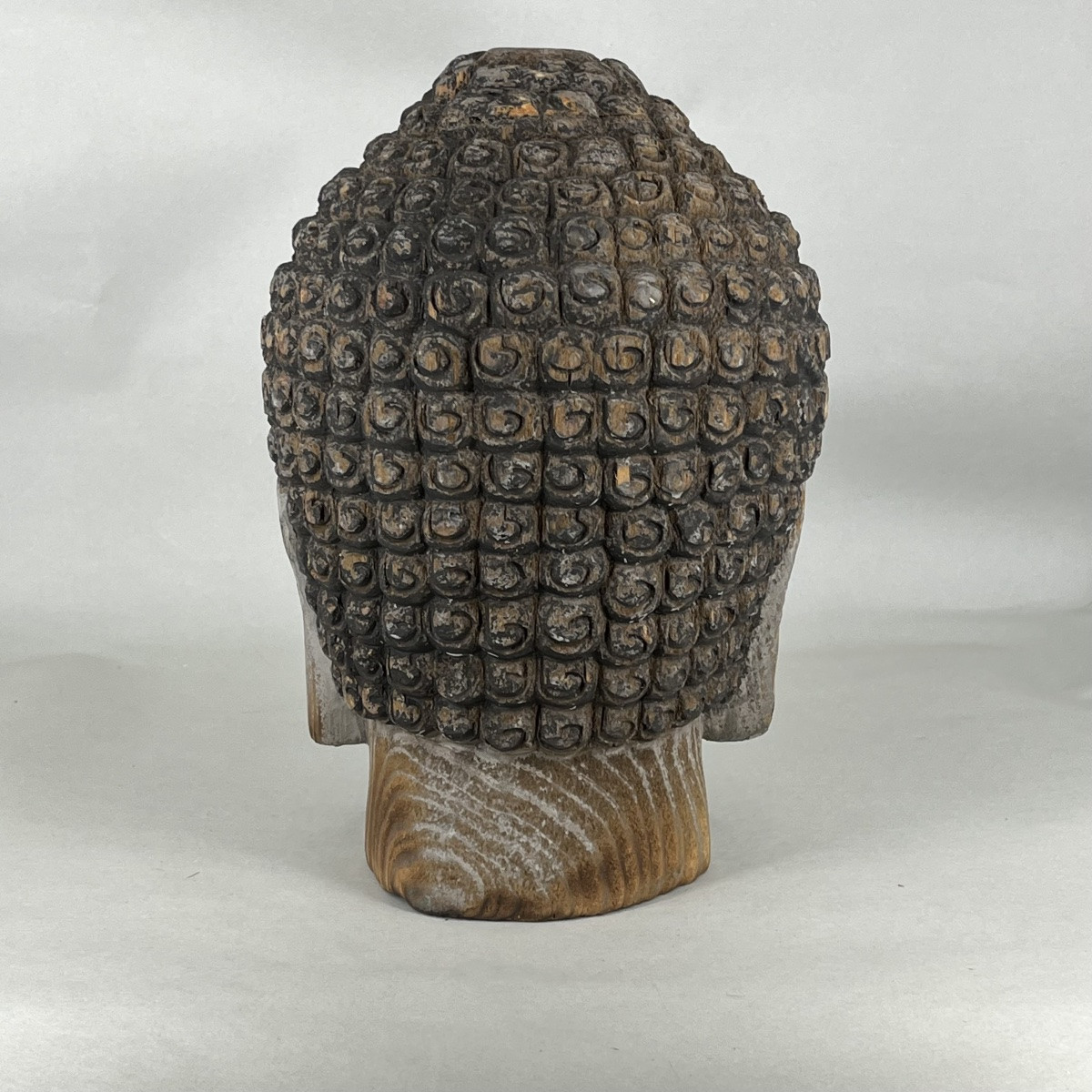 Tête de Bouddha Amida japonais en bois sculpté - Japon-photo-1