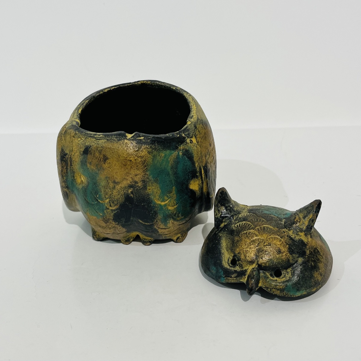 Japanese Copper Owl Incense Burner - Japan-photo-2