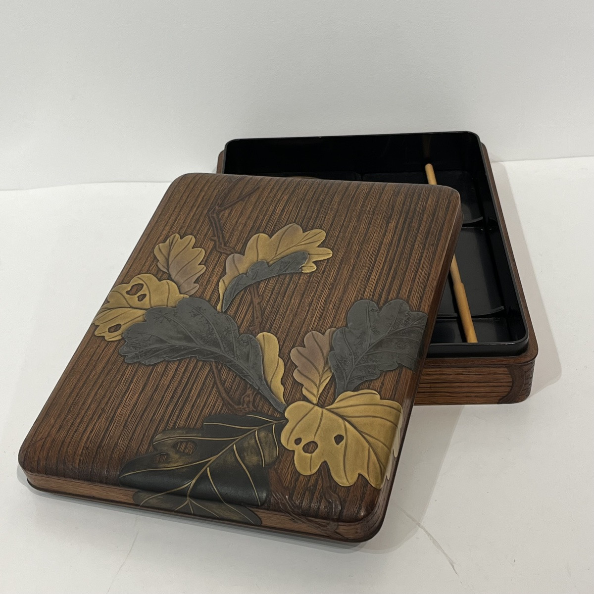 Suzuribako feuilles de chêne, boîte à calligraphie - Japon-photo-4
