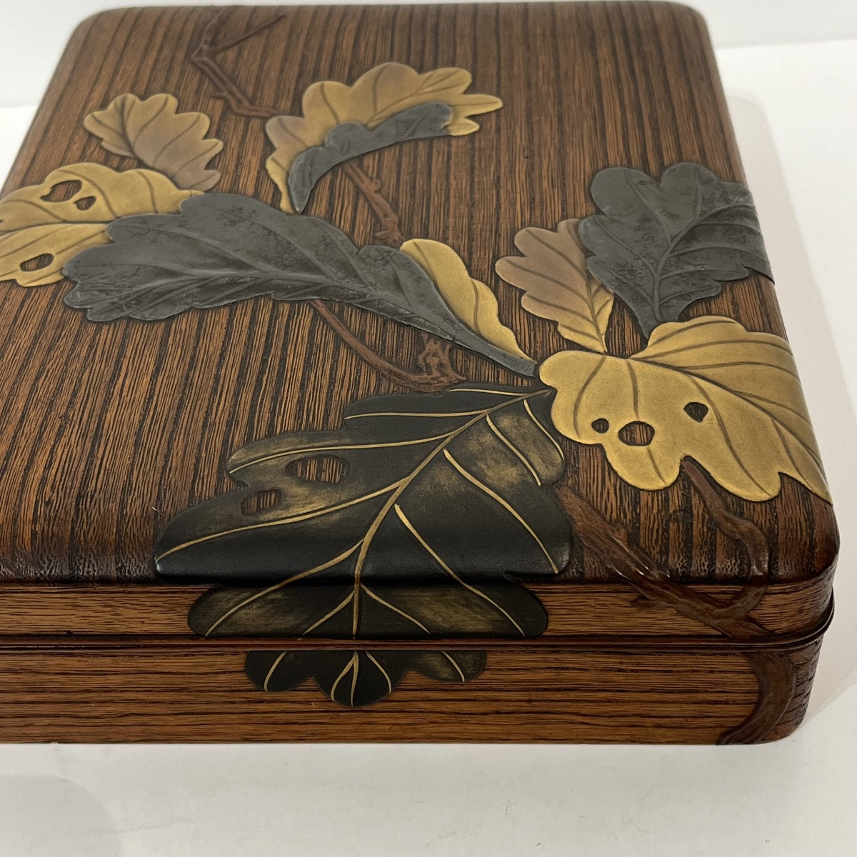 Suzuribako feuilles de chêne, boîte à calligraphie - Japon-photo-1