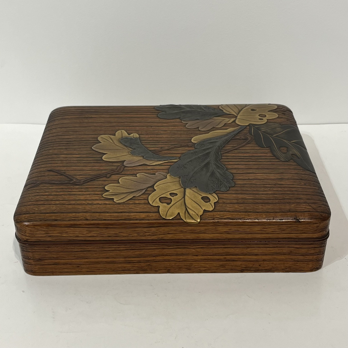 Suzuribako feuilles de chêne, boîte à calligraphie - Japon-photo-3