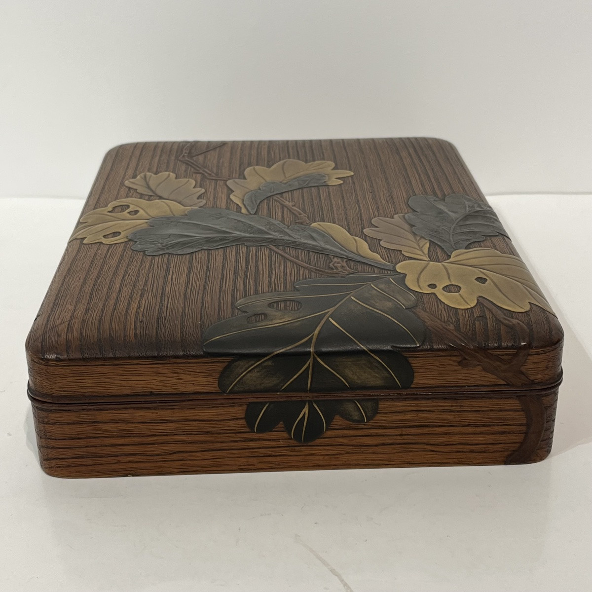 Suzuribako feuilles de chêne, boîte à calligraphie - Japon-photo-5