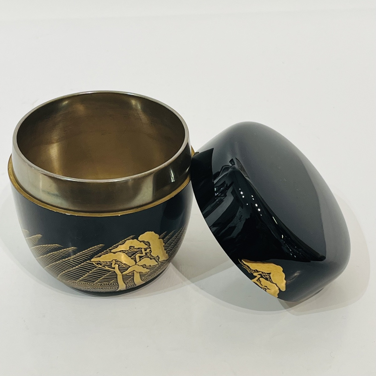 Natsume, Lacquered Japanese Tea Caddy, Pine Trees And Gingerbread Men - Japan-photo-3