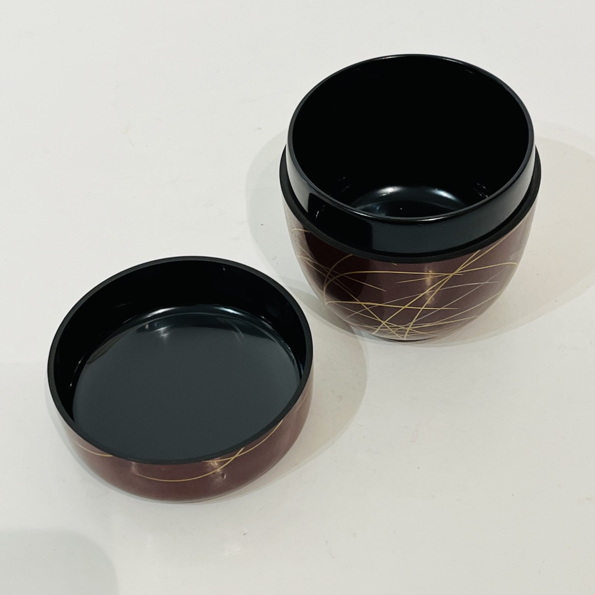 Natsume Japanese Lacquered Tea Caddy With Dragonfly And Herbs Design - Japan-photo-7