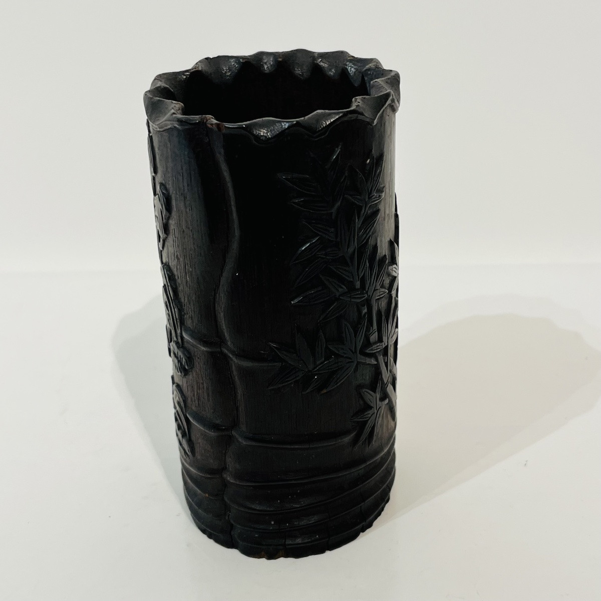 Japanese Carved Bamboo Brush Holder - Japan-photo-3