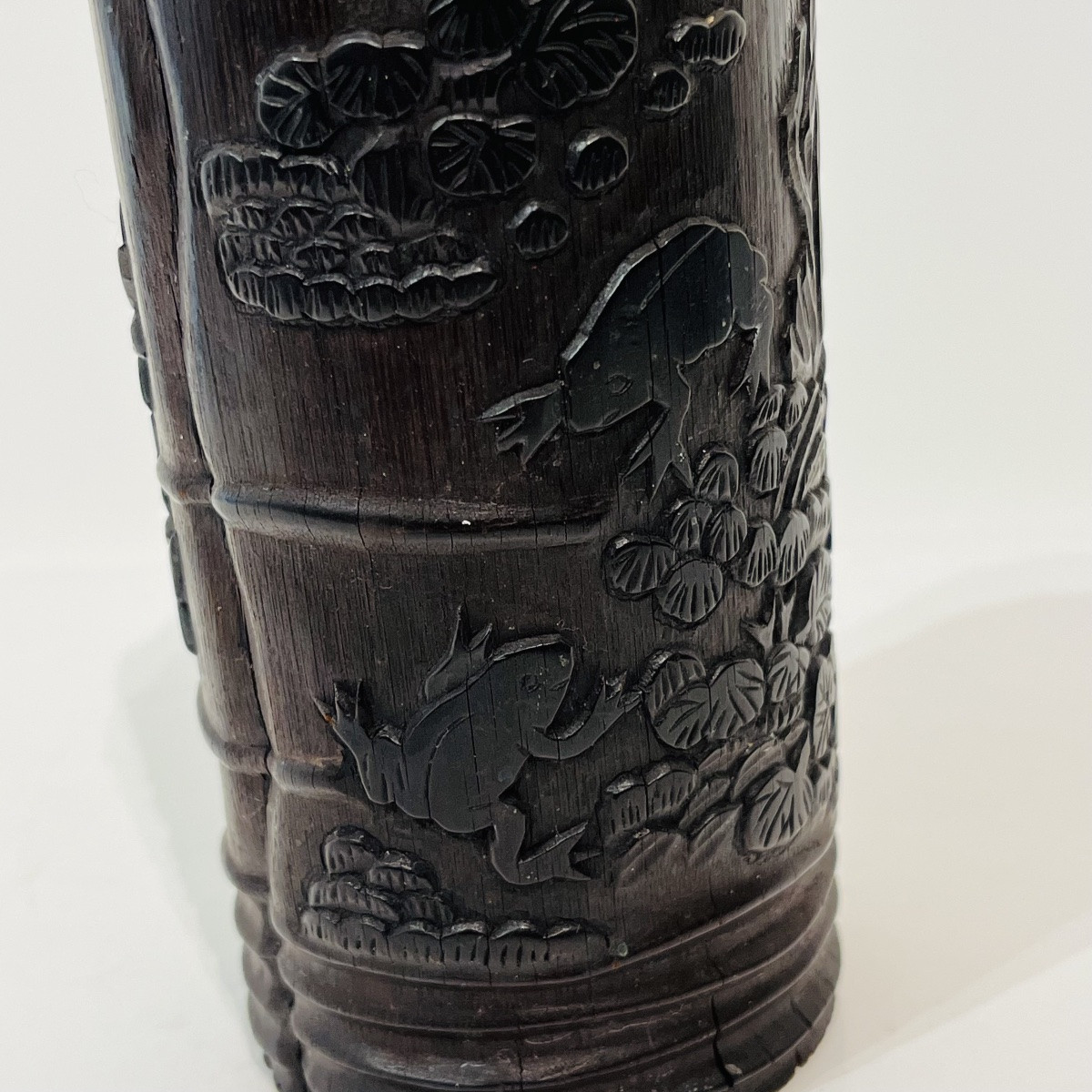 Japanese Carved Bamboo Brush Holder - Japan-photo-4