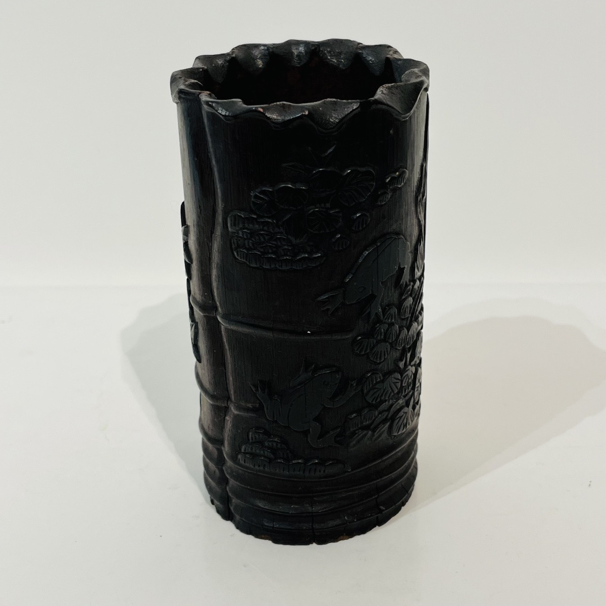 Japanese Carved Bamboo Brush Holder - Japan-photo-2