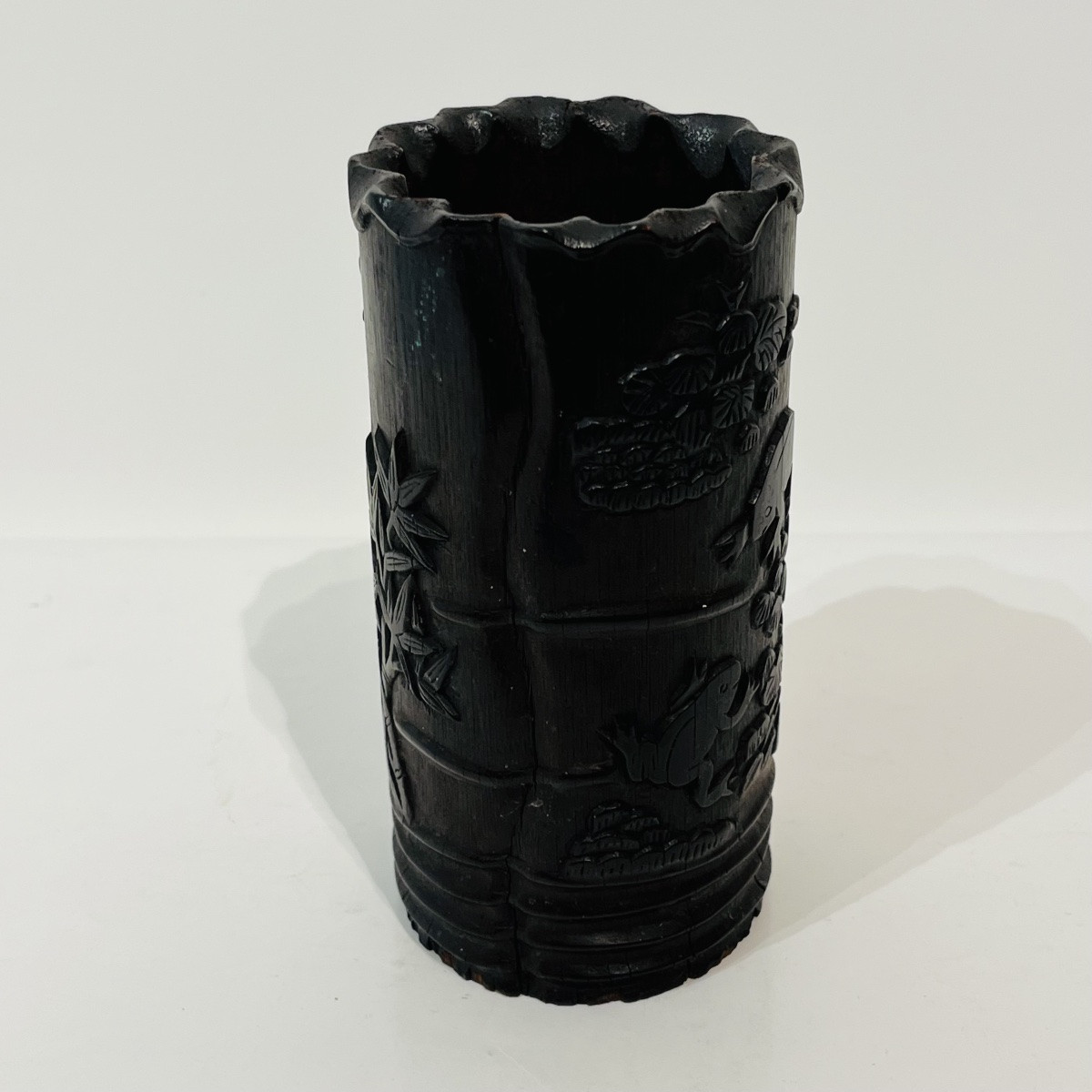 Japanese Carved Bamboo Brush Holder - Japan-photo-4