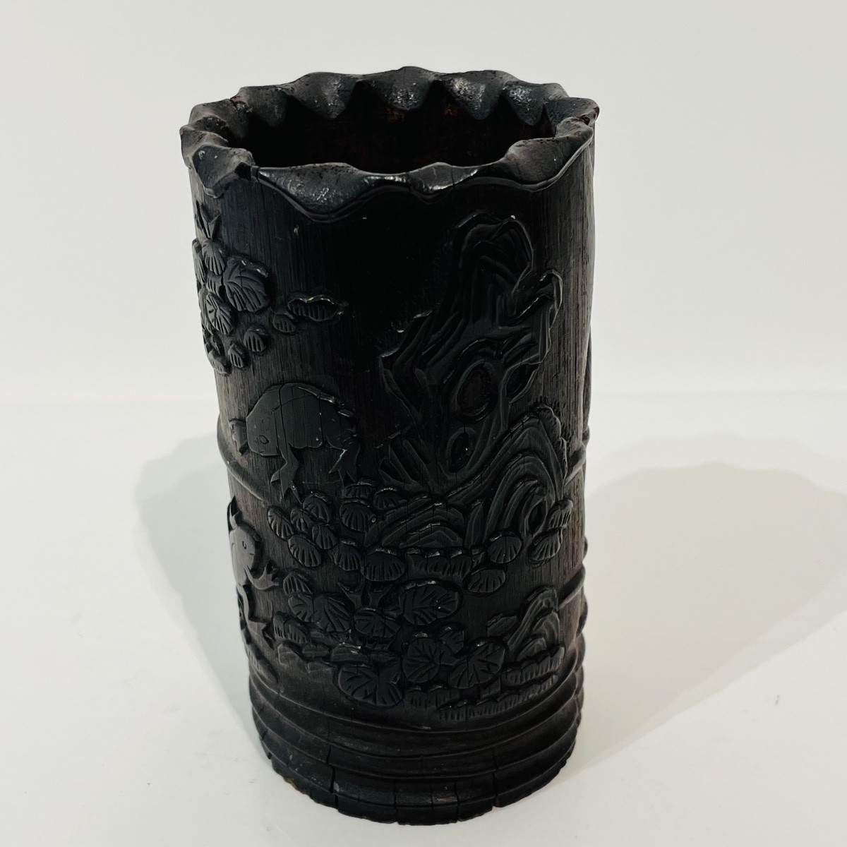 Japanese Carved Bamboo Brush Holder - Japan-photo-6