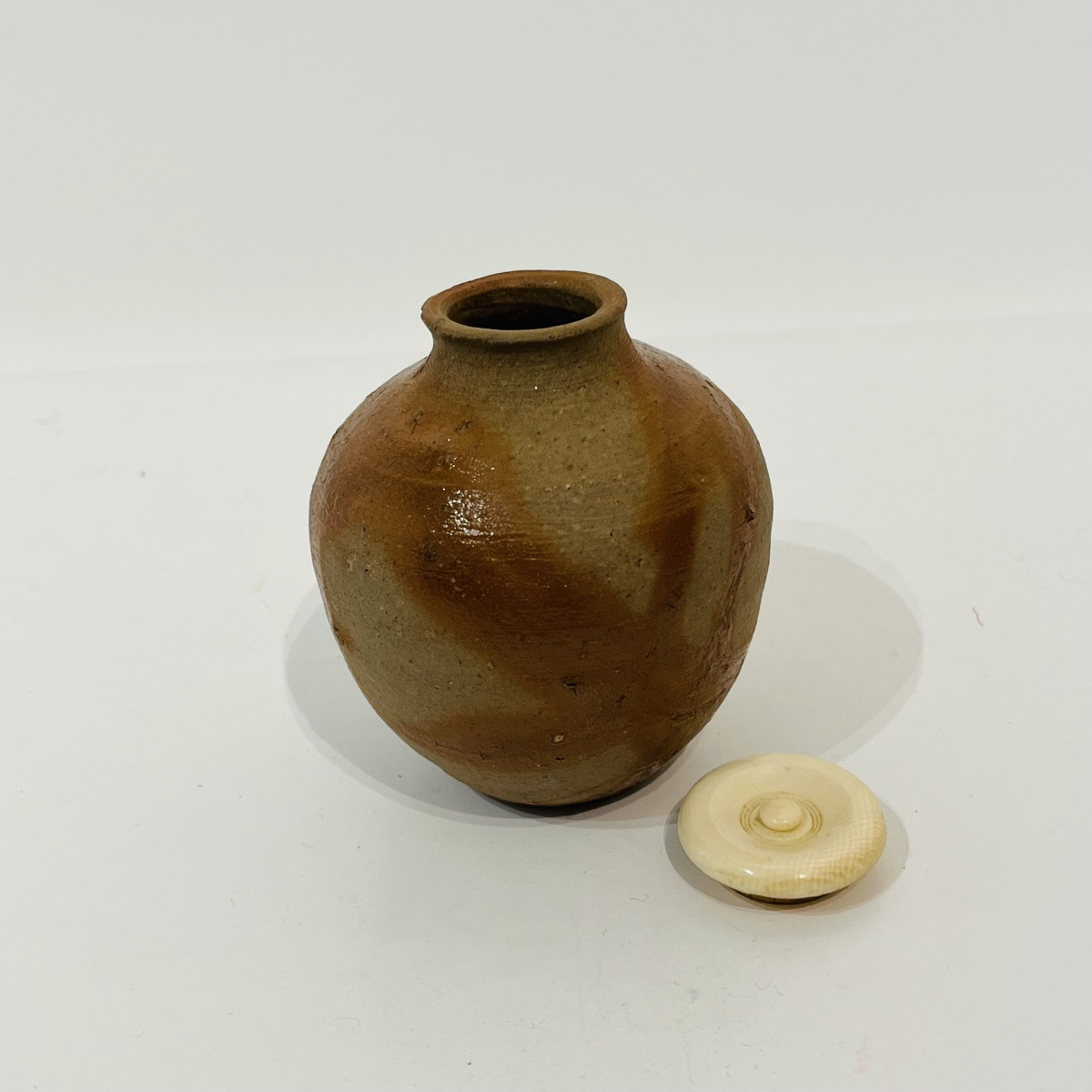 Cha-ire boîte à thé japonaise en céramique de Bizen - Japon-photo-1