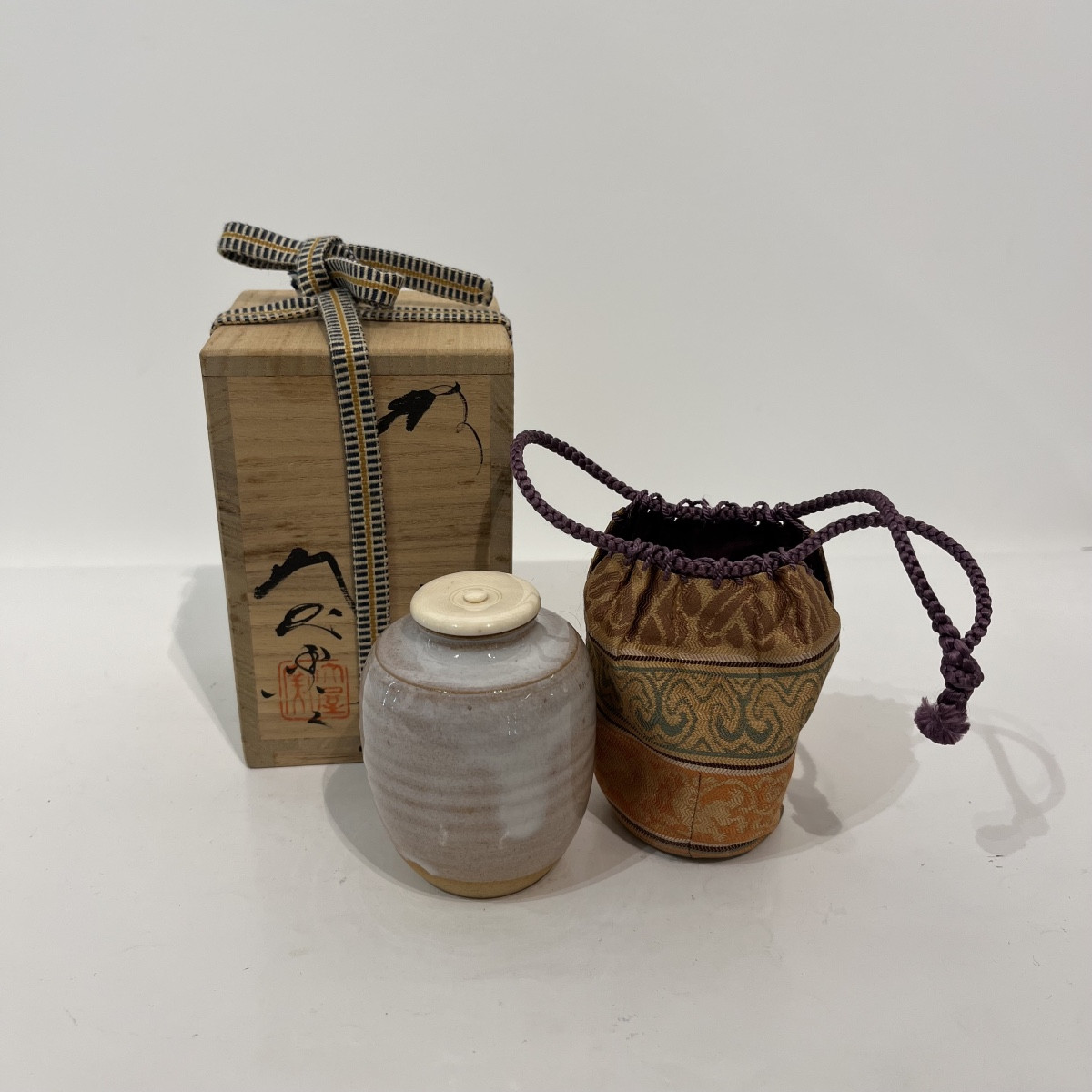 Hagi Japanese Ceramic Tea Caddy - Japan