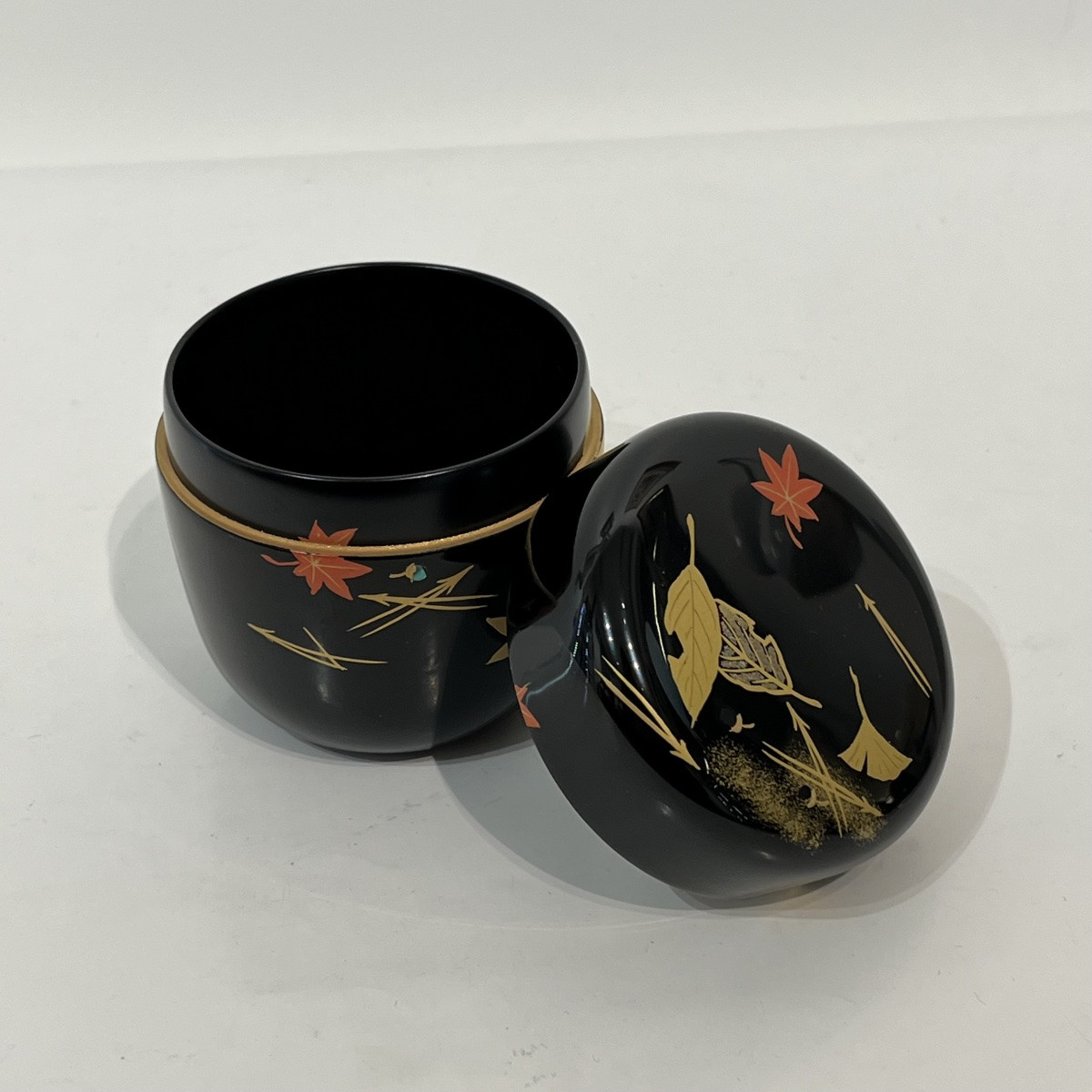 Natsume Japanese Momiji Lacquer Tea Caddy - Japan-photo-5
