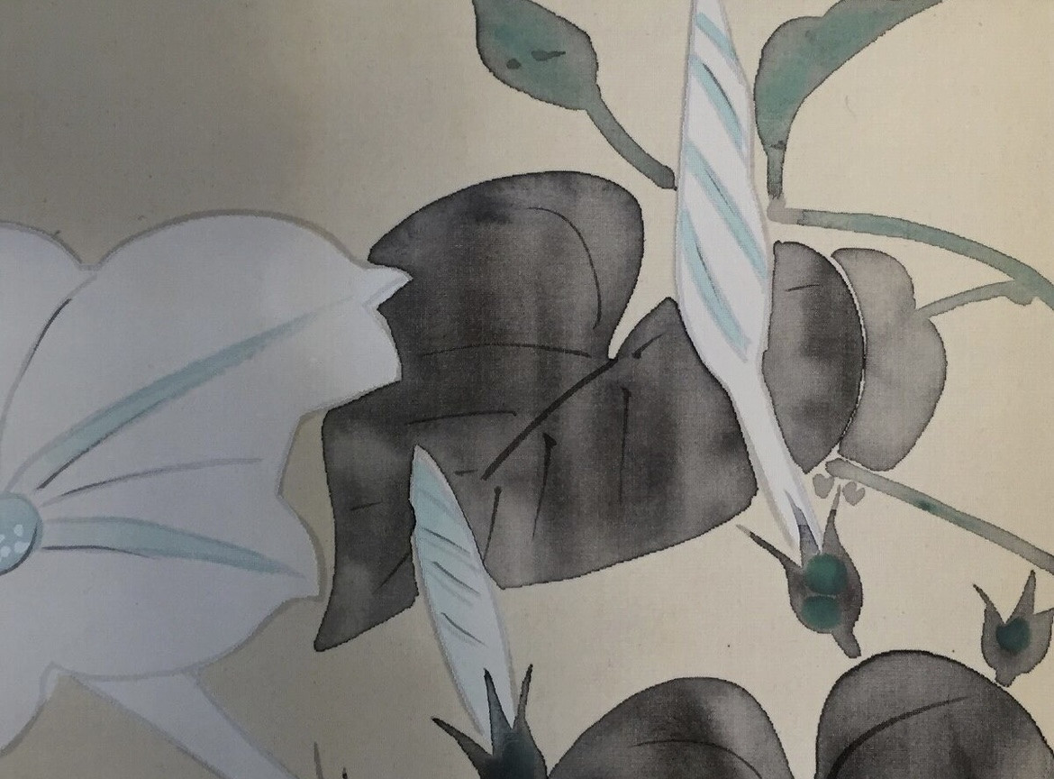 Peinture japonaise sur Kakejiku sauterelle et volubilis - Japon -photo-4