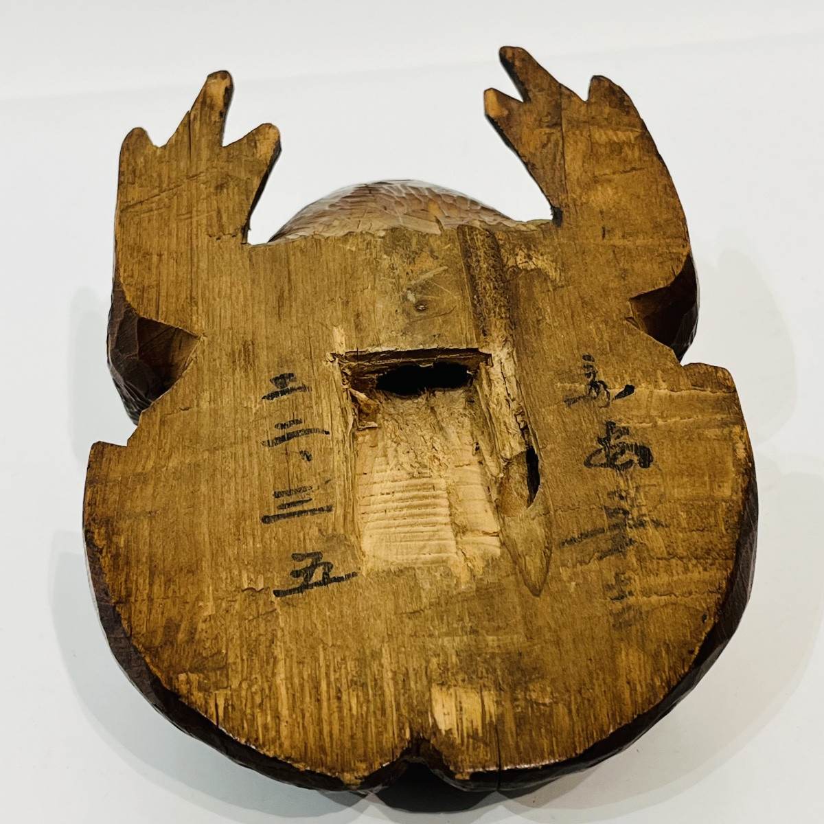 Okimono Japanese Wooden Frog Carving - Japan-photo-2