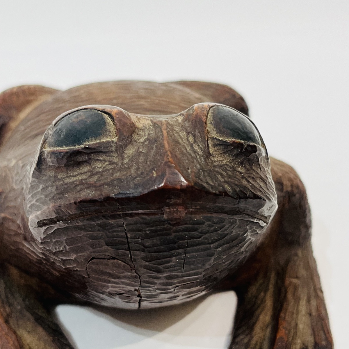 Okimono Japanese Wooden Frog Carving - Japan-photo-1