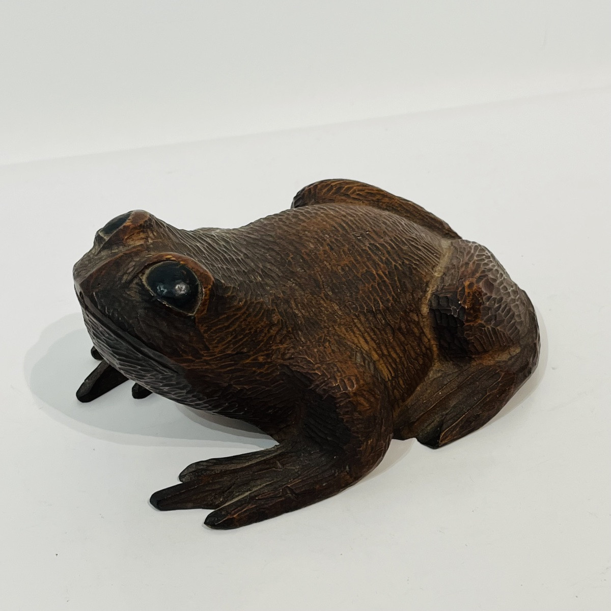 Okimono Japanese Wooden Frog Carving - Japan-photo-5