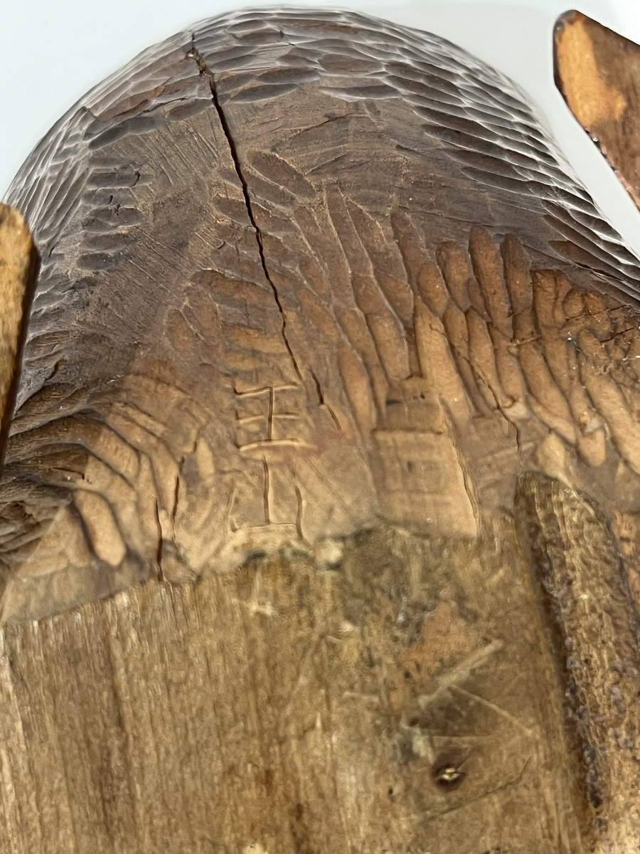 Okimono Japanese Wooden Frog Carving - Japan-photo-8