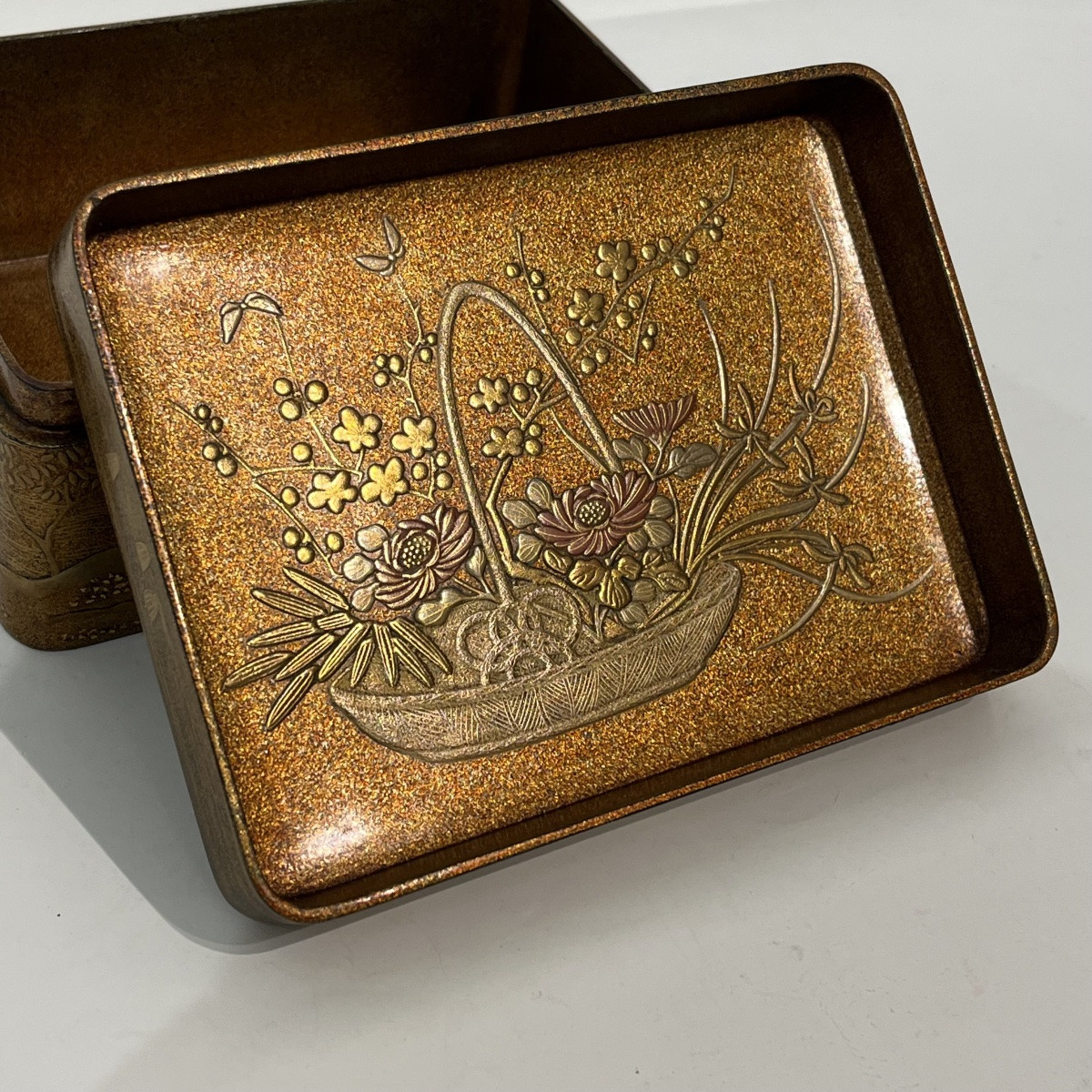 Bako boîte japonaise en laque or au paysage marin - Japon-photo-2