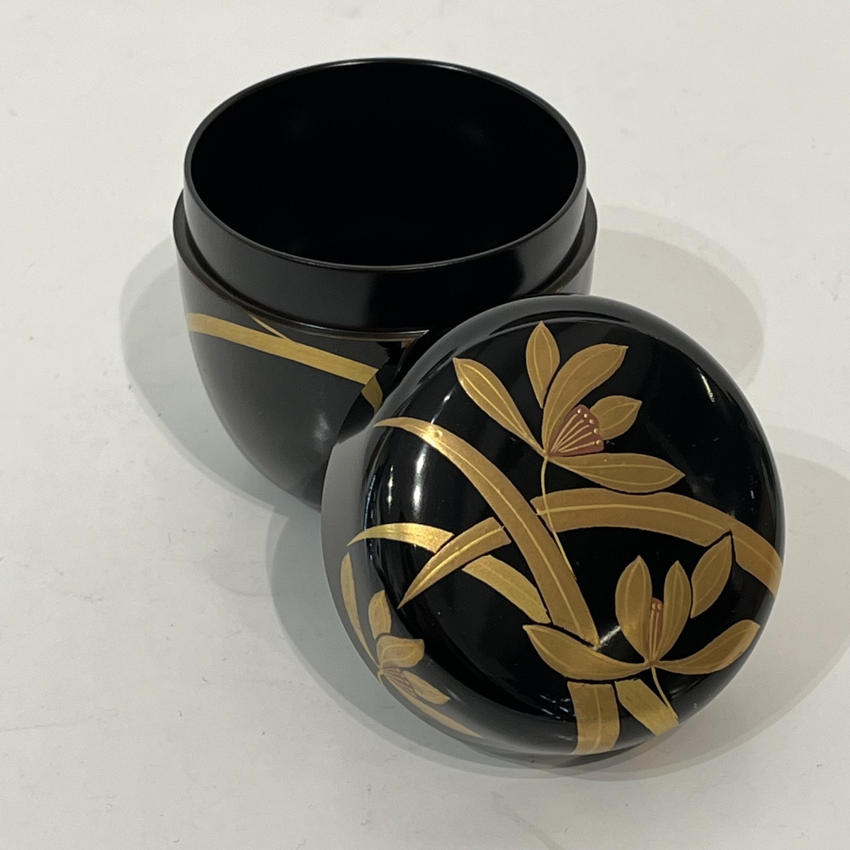 Natsume boîte à thé japonaise laquée orchidées - Japon -photo-4