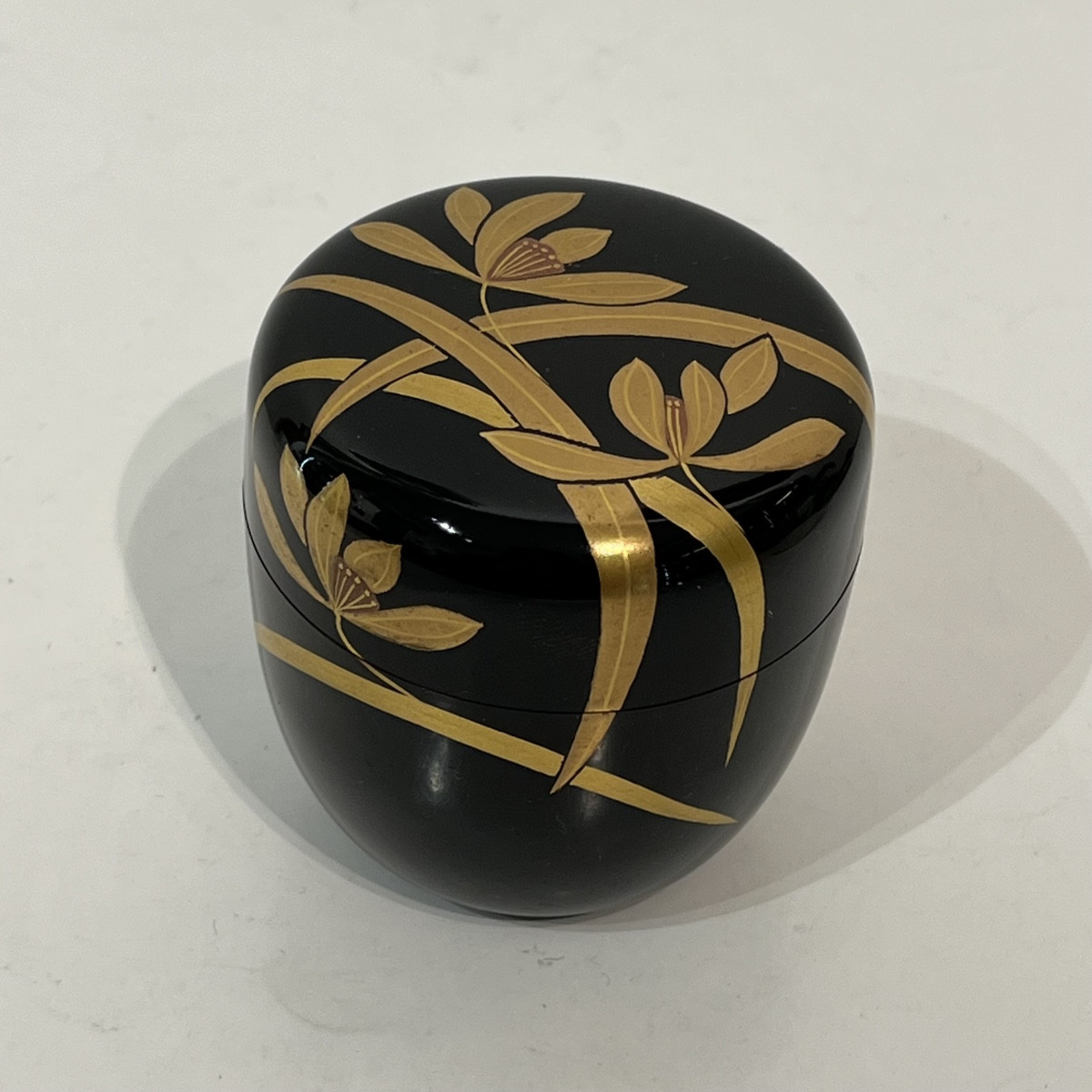 Natsume boîte à thé japonaise laquée orchidées - Japon 